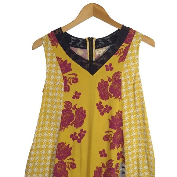 Matilda Jane Dress Womens XS Yellow Floral Golden Key Shift Sleeveless V-Neck - Picture 2 of 12